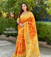 হাফ সিল্ক আফসান প্রিন্ট শাড়ি।